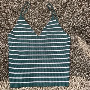 Green and white tank top/crop top.